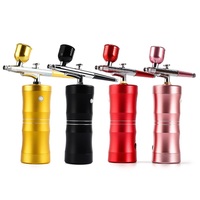 Top 0.3mm Mini kompresor powietrza zestaw Air-Brush malowane farbą w sprayu pistolet Airbrush do paznokci tatuaż artystyczny rękodzieło, ciasto Nano mgła rozpylacz mgiełki do twarzy 2